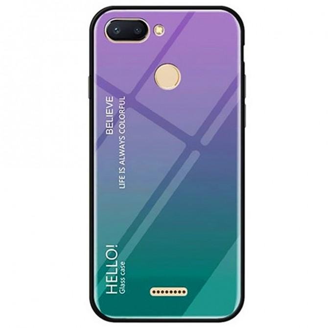 Чохол TPU Gradient HELLO Glass для Xiaomi Redmi 6 Блакитний-1