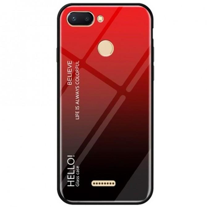Чехол TPU Gradient HELLO Glass для Xiaomi Redmi 6 Красный-1