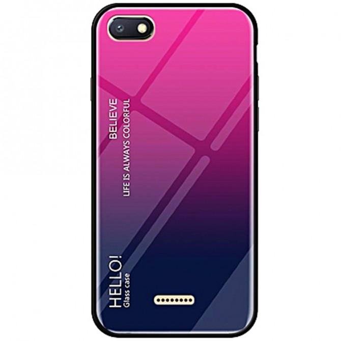 Чехол TPU Gradient HELLO Glass для Xiaomi Redmi 6a Розовый-1