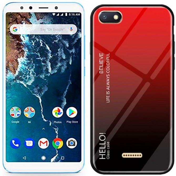 Чехол TPU Gradient HELLO Glass для Xiaomi Redmi 6a Красный