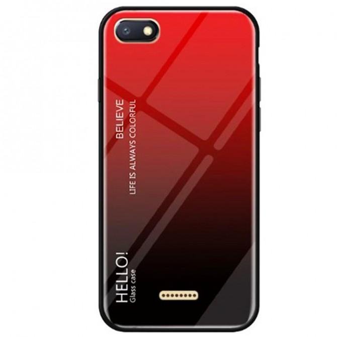 Чехол TPU Gradient HELLO Glass для Xiaomi Redmi 6a Красный-1