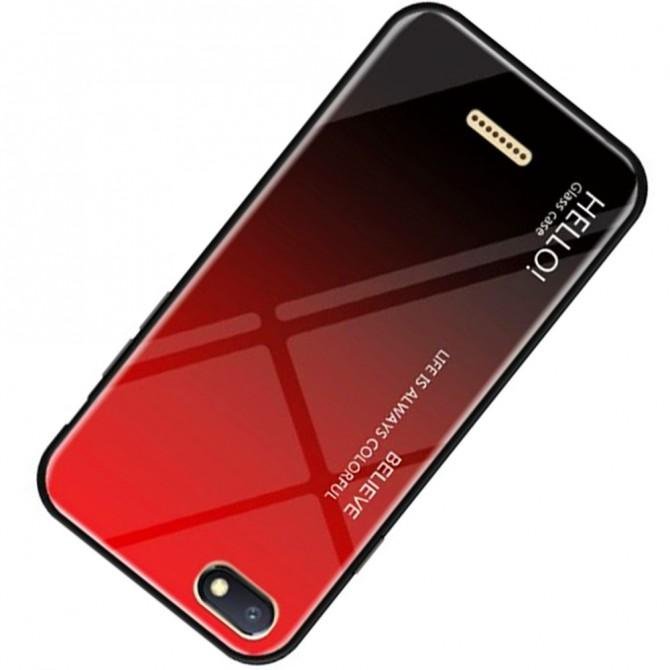 Чехол TPU Gradient HELLO Glass для Xiaomi Redmi 6a Красный-3