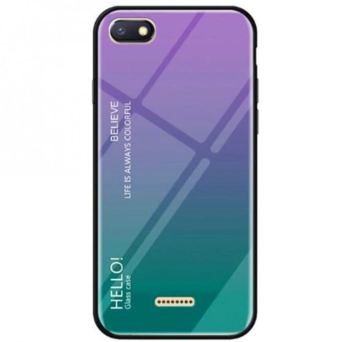 Чехол TPU Gradient HELLO Glass для Xiaomi Redmi 6a Голубой-1