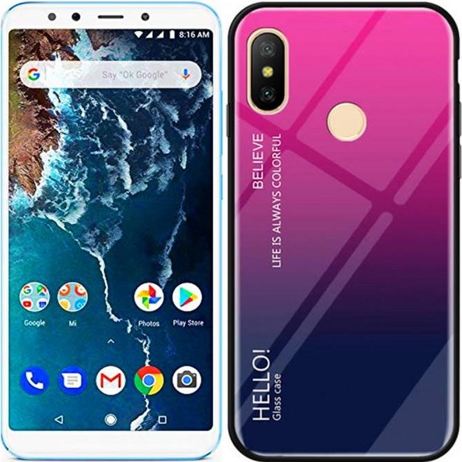 Чехол TPU Gradient HELLO Glass для Xiaomi Redmi Note 5/Note 5 Pro Розовый