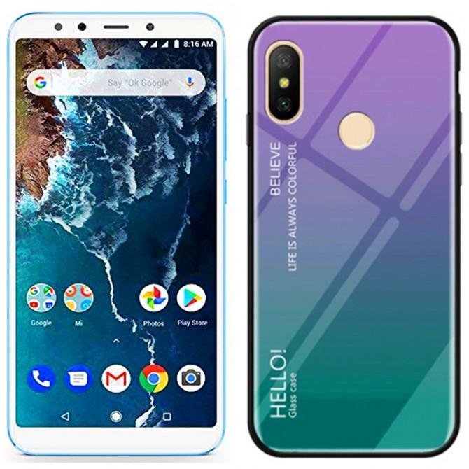 Чехол TPU Gradient HELLO Glass для Xiaomi Redmi Note 5/Note 5 Pro Голубой