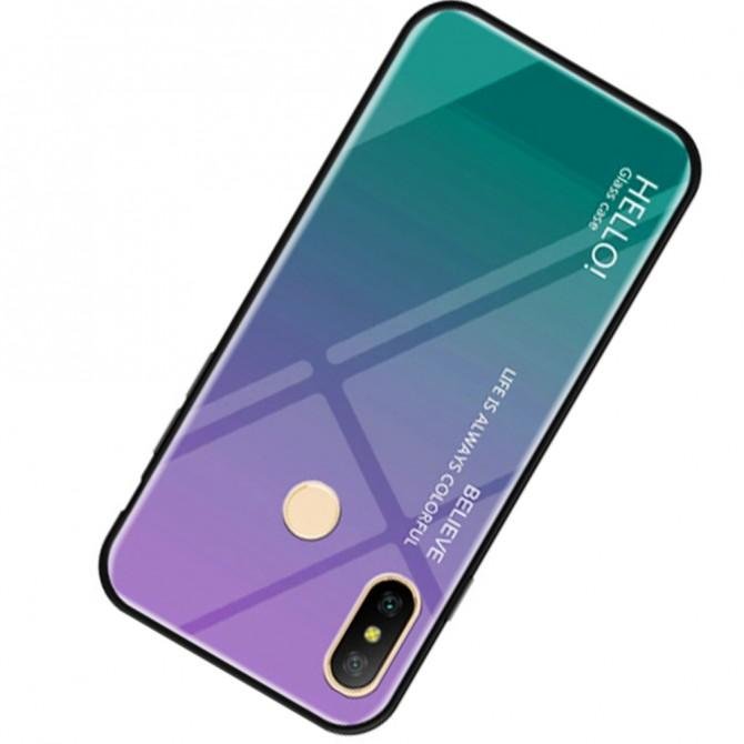 Чехол TPU Gradient HELLO Glass для Xiaomi Redmi Note 5/Note 5 Pro Голубой-3
