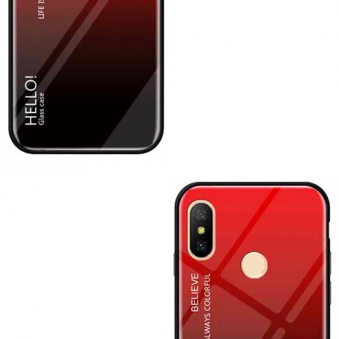 Чехол TPU Gradient HELLO Glass для Xiaomi Redmi Note 5/Note 5 Pro Красный-2
