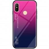 Чехол TPU Gradient HELLO Glass для Xiaomi Redmi Note 6 Pro Розовый