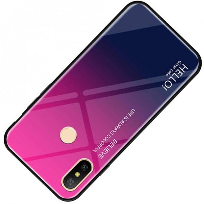 Чохол TPU Gradient HELLO Glass для Xiaomi Redmi Note 6 Pro Рожевий-3