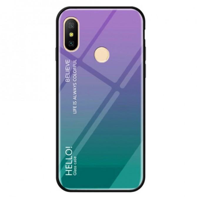 Чехол TPU Gradient HELLO Glass для Xiaomi Redmi Note 6 Pro Голубой-1