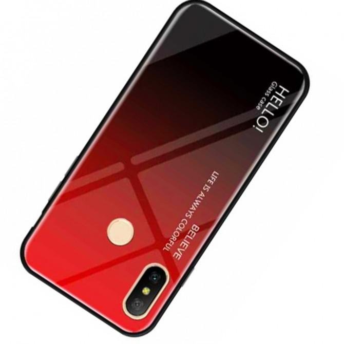 Чохол TPU Gradient HELLO Glass для Xiaomi Redmi Note 6 Pro Червоний-3