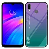 Чехол TPU Gradient HELLO Glass для Xiaomi Redmi Note 7 Голубой