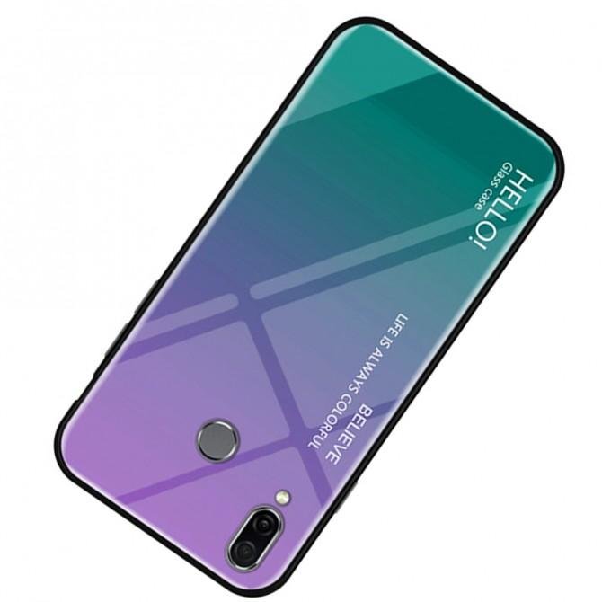 Чехол TPU Gradient HELLO Glass для Xiaomi Redmi Note 7 Голубой-3