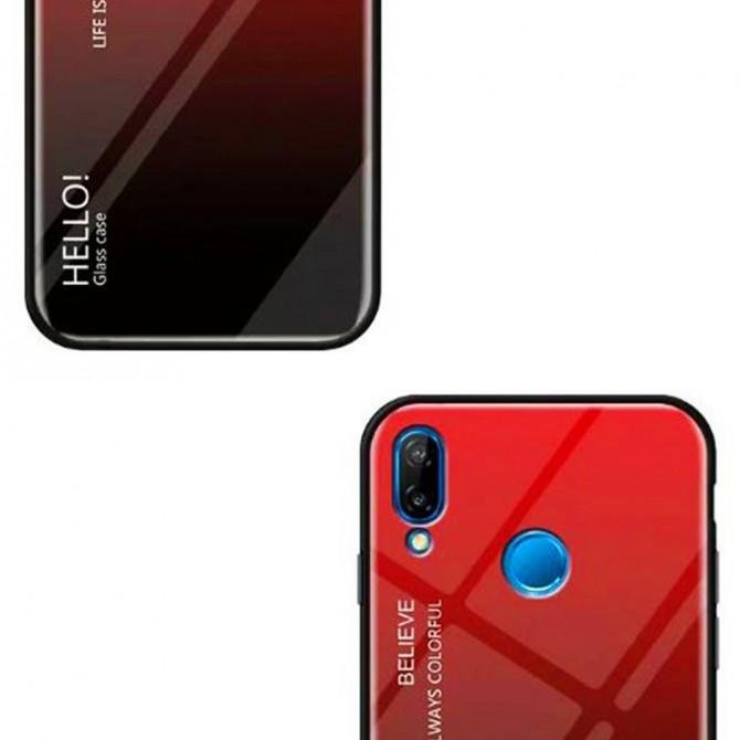 Чехол TPU Gradient HELLO Glass для Xiaomi Redmi Note 7 Красный-2