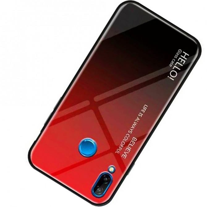 Чехол TPU Gradient HELLO Glass для Xiaomi Redmi Note 7 Красный-3