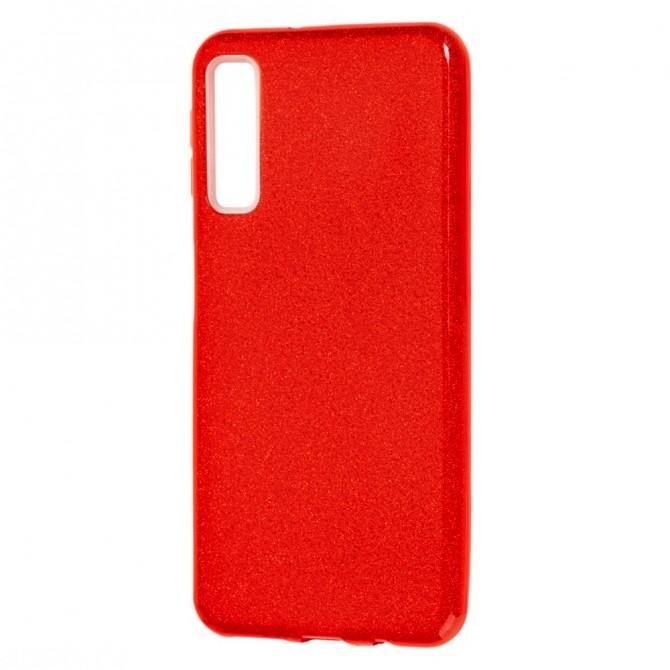 Чехол Silicone 3in1 Блёстки для Samsung A750 Galaxy A7 2018 Red-1