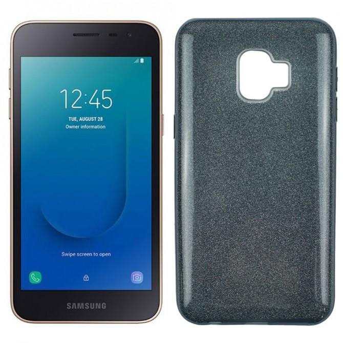 Чохол Silicone 3in1 Блискітки для Samsung J260 Galaxy J2 Core 2018 Чорний