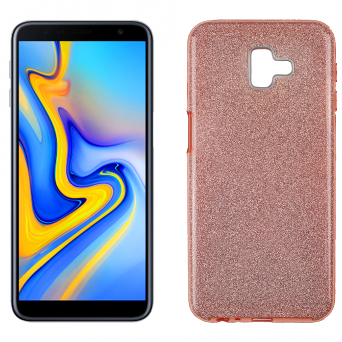 Чехол Silicone 3in1 Блёстки для Samsung J610 Galaxy J6 Plus Pink