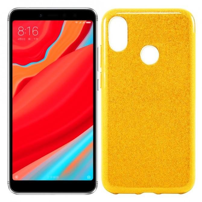 Чохол Silicone 3in1 Блискітки для Xiaomi Redmi S2 Золотий