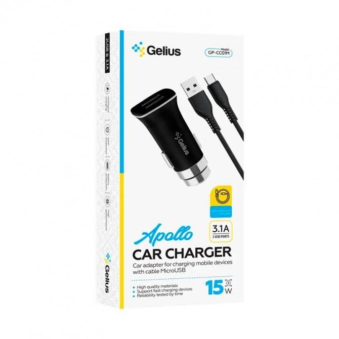 АЗУ Gelius Pro Apollo GP-CC01 2USB 3.1A 15W + Cable MicroUSB Black-1