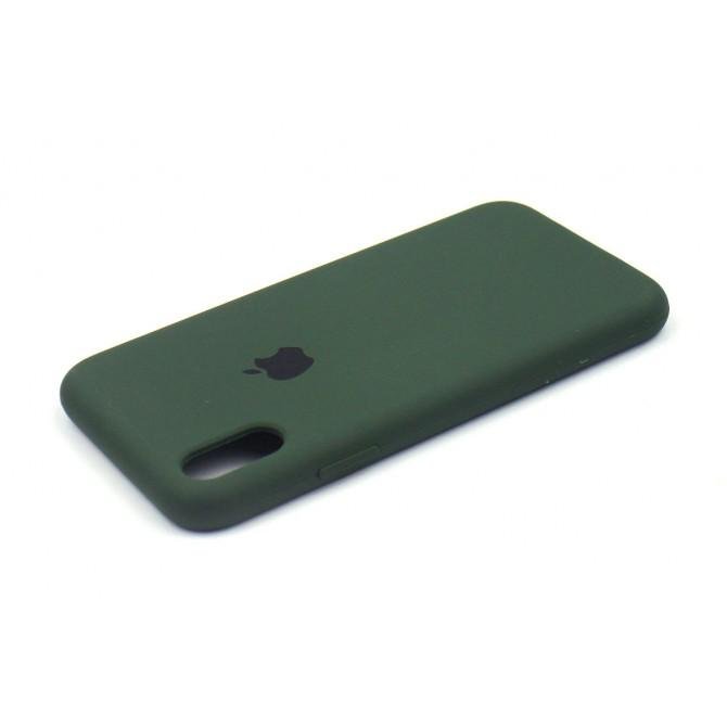 Оригинальный силиконовый чехол для iPhone Xs Max Темно Зеленый-2
