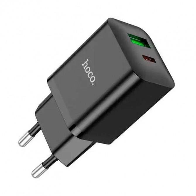 Мережевий зарядний пристрій 1USB + Type-C Hoco N28 Founder PD20W+QC3.0 Black-1