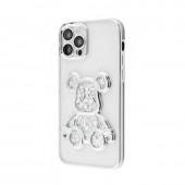 TPU чехол Cute Bear Liquid для iPhone 14 Pro Max Серебрянный
