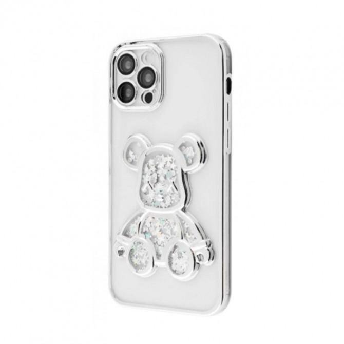 TPU чохол Cute Bear Liquid для iPhone 14 Pro Max Срібний
