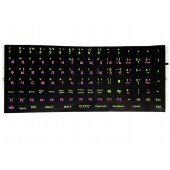 Наклейки на клавіатуру (українська-англійська-російська) Black/Green/Pink Наклейки на клавіатуру (українська-англійська-російська) Black/Green/Pink