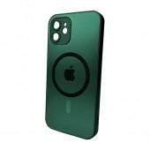 Чехол AG Glass Matt Frame Color MagSafe Logo for Apple iPhone 11 Cangling Green