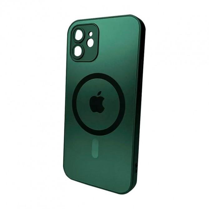 Чехол AG Glass Matt Frame Color MagSafe Logo for Apple iPhone 11 Cangling Green