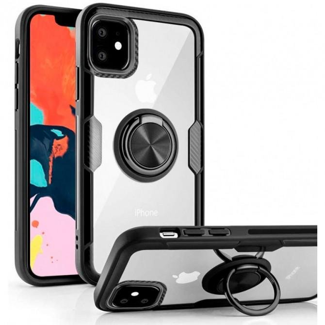 Чехол Deen CrystalRing for Magnet (opp) для Apple iPhone 13 (6.1") Прозрачный/Черный-2