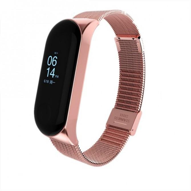 Ремешок для Xiaomi Band 3/4 steel design pink
