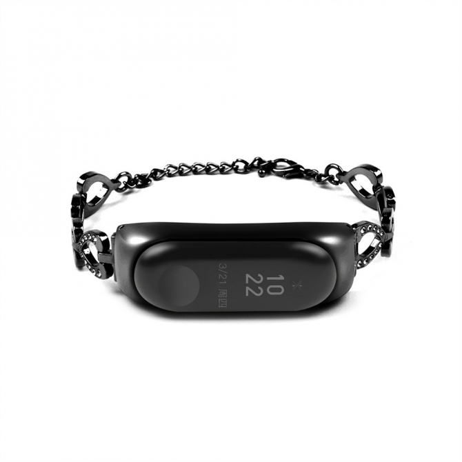 Ремінець для Xiaomi Band 3/4 Heart design Чорний-1