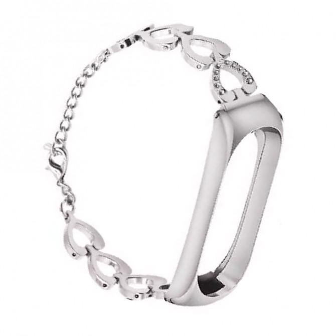Ремешок для Xiaomi Band 3/4 Heart design Серебряный-2