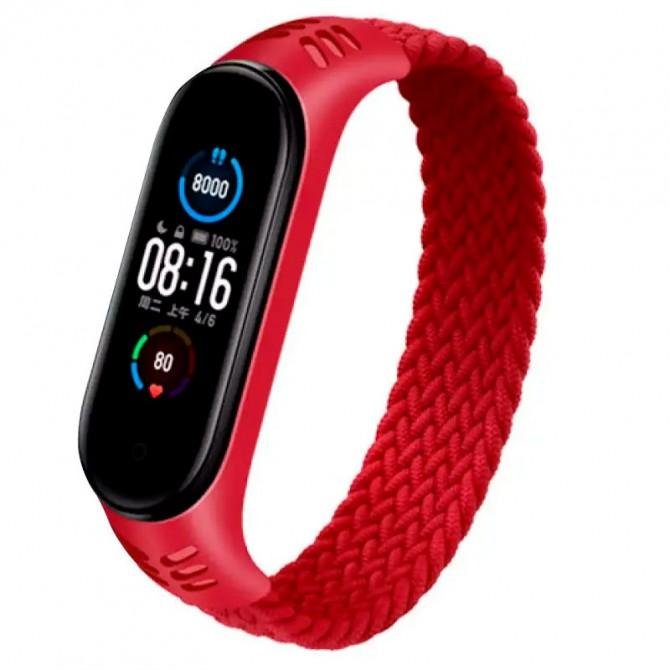 Браслет для Mi Band 3/4/5/6 Tissue design red-2