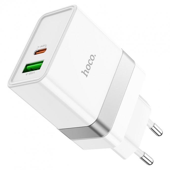 Мережевий зарядний пристрій Hoco N21 PD30W+QC3.0 White + Cable Type-C to Type-C