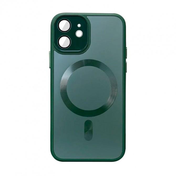 Чехол TPU+Glass Sapphire Midnight with MagSafe для Apple iPhone 12 (6.1") Темно Зеленый