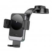 Холдер Hoco HW14 Car Holder + Wireless Charger 15W Black/Grey