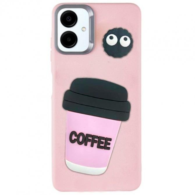 Чохол TPU Leather Toys для Samsung Galaxy A06 (Coffee / Pink)