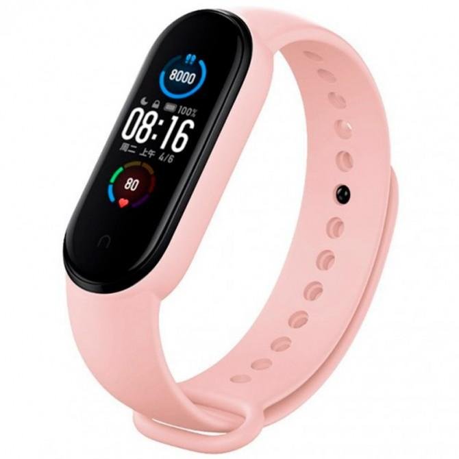 Ремінець для браслета Mi Band 5/6 (Silicon) Light Pink