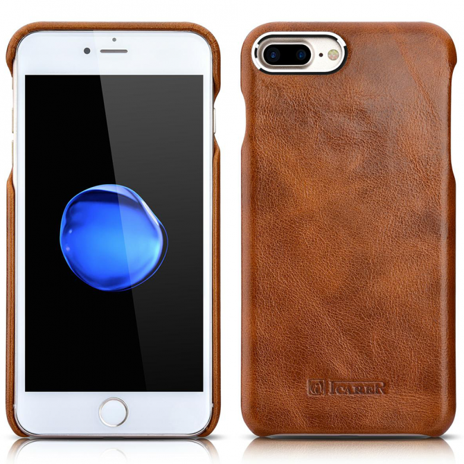 Чехол Icarer Metal Warrior Oil Wax Real Leather Series для iPhone 7 Plus (rip 7007) Coffee