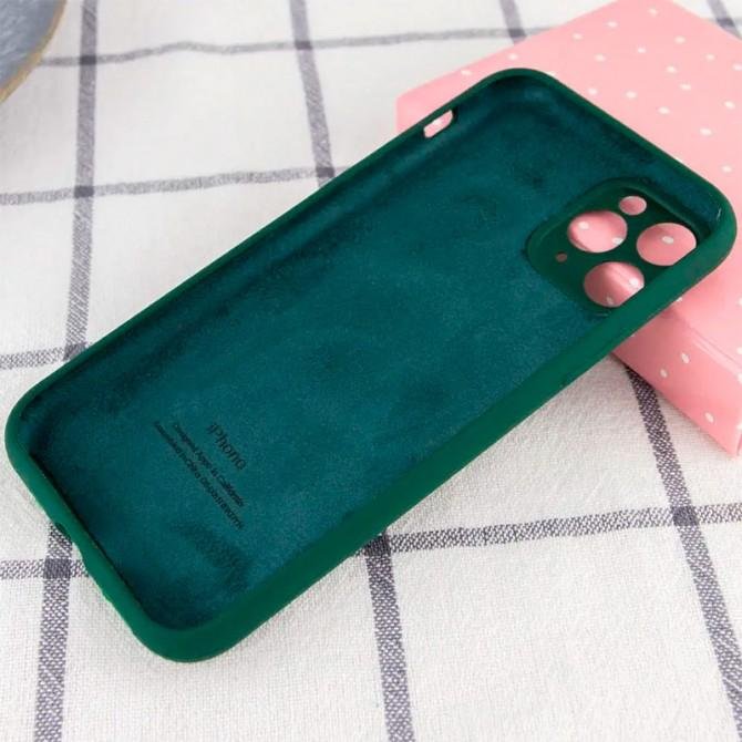 Оригинальный силиконовый чехол для iPhone 11 Pro Max Хвойно Зеленый FULL (SQUARE SHAPE)-1
