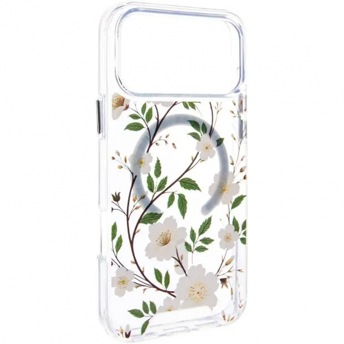 Чехол TPU+PC Clear Garden with MagSafe для Apple iPhone 17 Air (6.5") (White Gardenia)-1