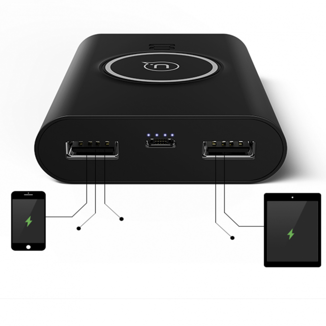 Повербанк Usams+Wireless Charging Pad US-CD31 Wish Series 8000 mAh Чорний-1