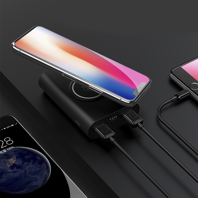 Повербанк Usams+Wireless Charging Pad US-CD31 Wish Series 8000 mAh Чорний-4