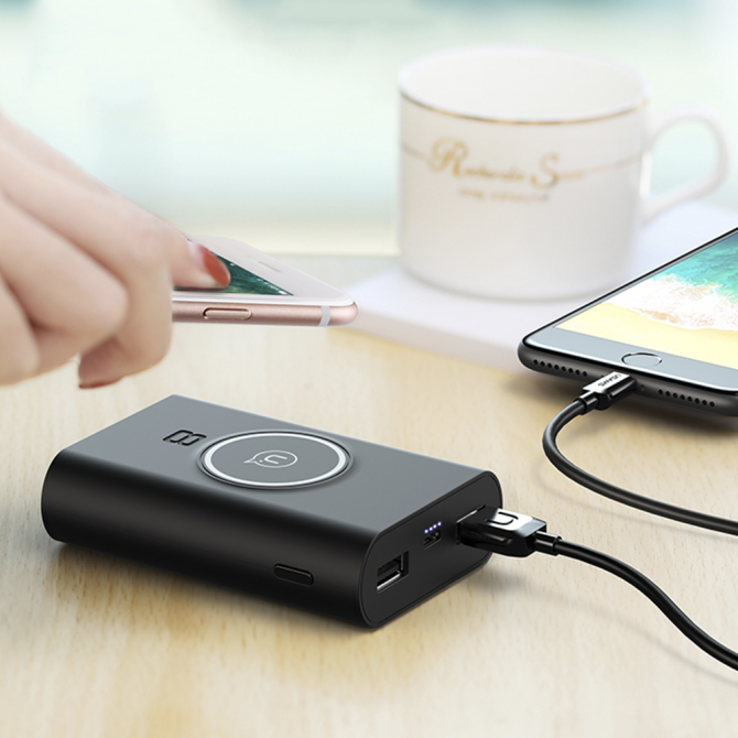 Повербанк Usams+Wireless Charging Pad US-CD31 Wish Series 8000 mAh Чорний-5
