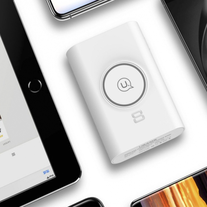 Повербанк Usams+Wireless Charging Pad US-CD31 Wish Series 8000 mAh Білий-2
