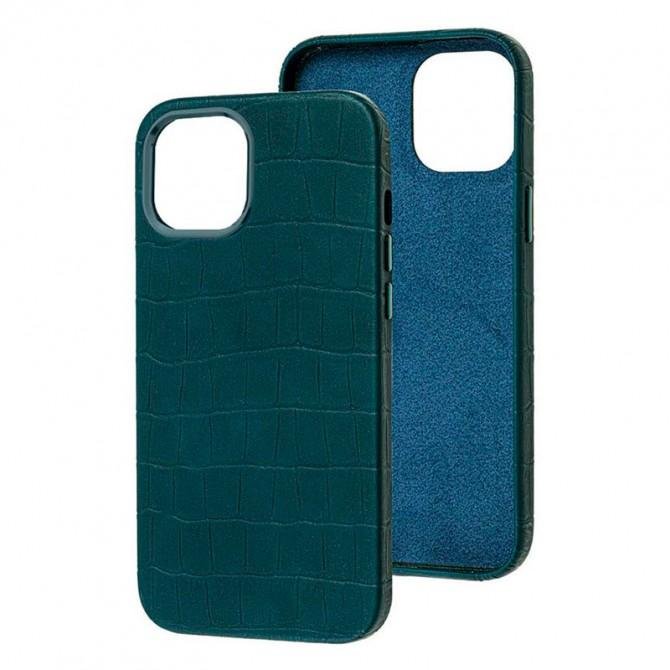 Чехол Leather Croc Case для Apple Iphone 14 (6.1") Green