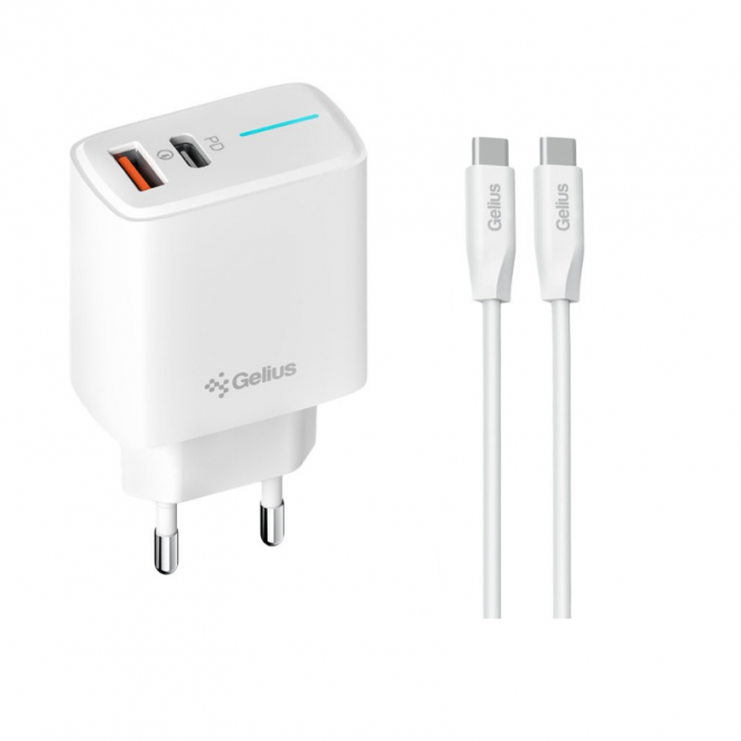 Сетевое зарядное устройство для Gelius Radiance GP-HC058 1Type-C+1USB-A + Type-C to Type-C Cable